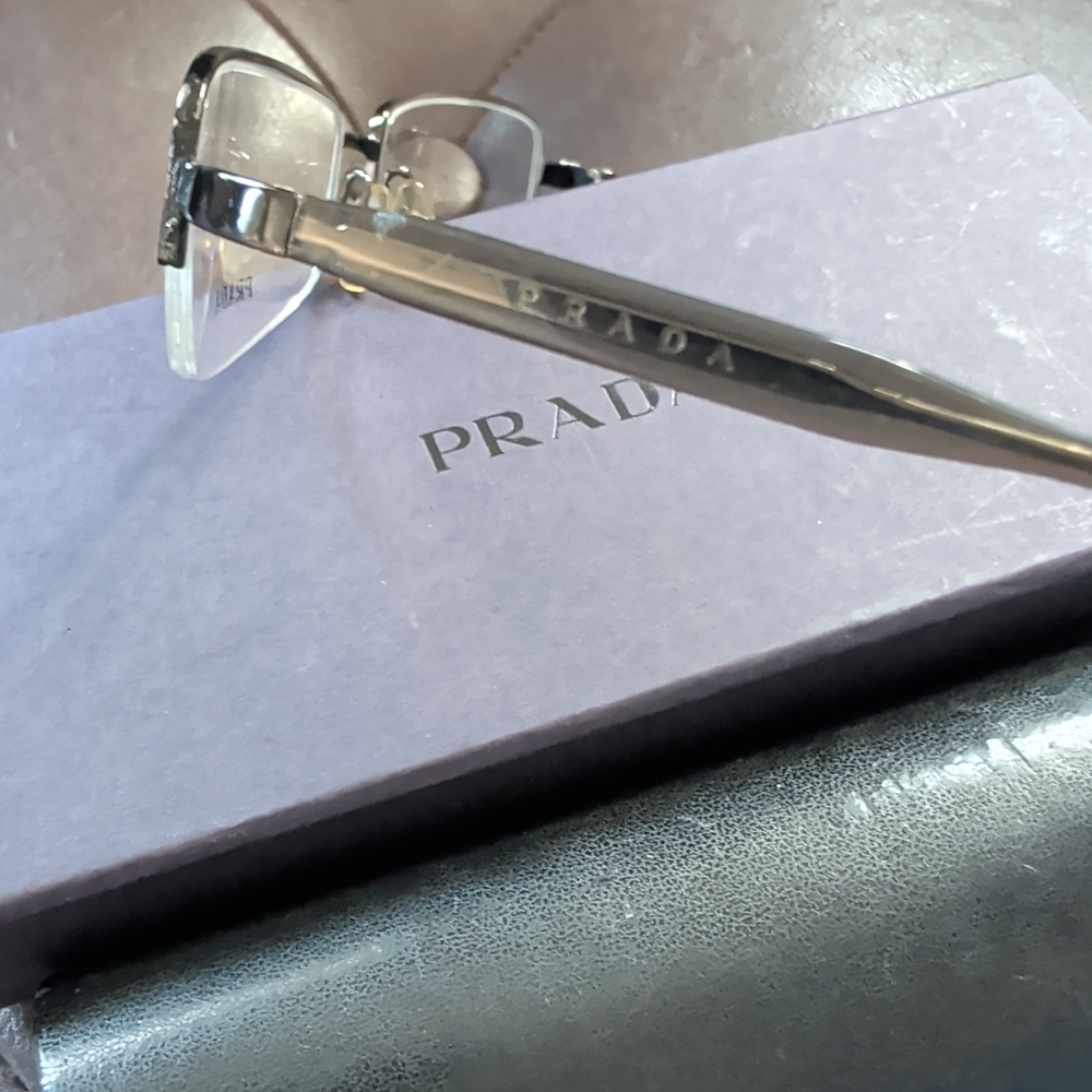 Prada Rimless Rectangular Eyeglasses in Gold and … - image 3